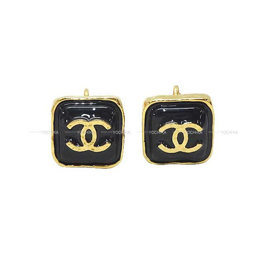 CHANEL earrings COCO Mark Motif Noir (Black)/Gold Metal Gold HW ABC253[EXCELLENT][Authentic]