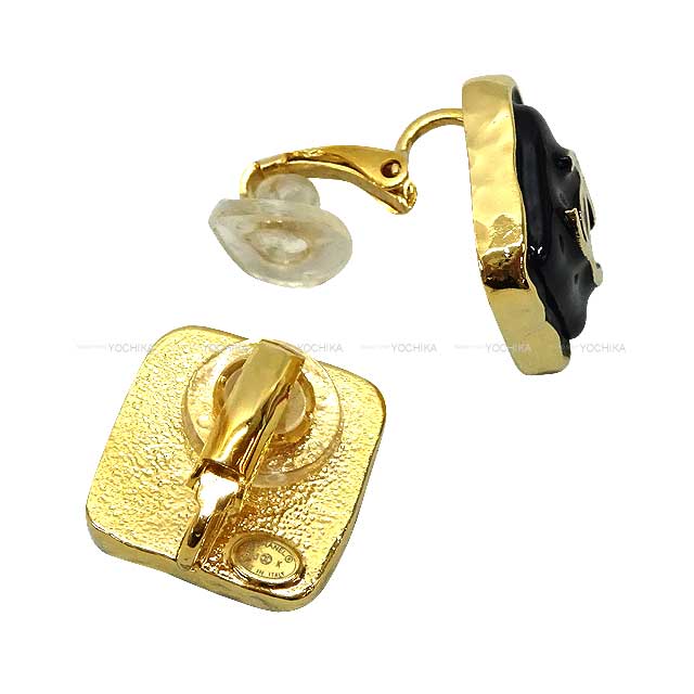 CHANEL earrings COCO Mark Motif Noir (Black)/Gold Metal Gold HW ABC253[EXCELLENT][Authentic]