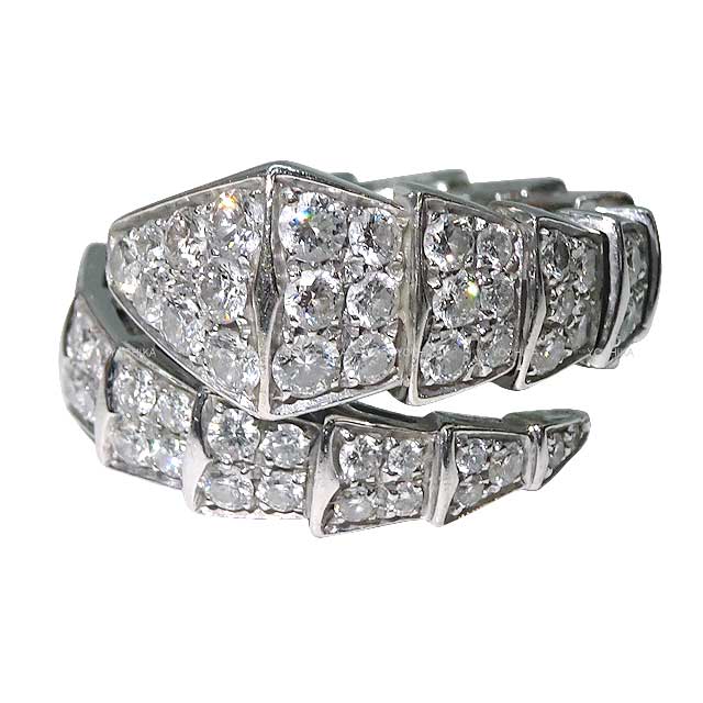 [Pre-loved] BVLGARI ring Serpenti Viper Single Full Diamond K18WG 345209[LIKE NEW][Authentic]