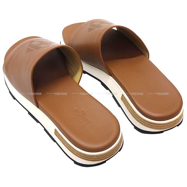 HERMES sandals Reflex Brown Calf 40 #40[EXCELLENT][Authentic]