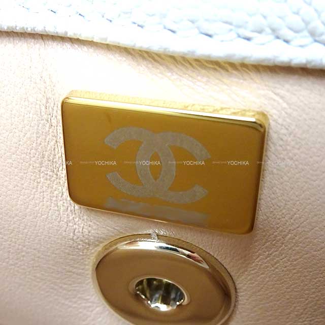 CHANEL Shoulder bag Matelasse COCO Handle XS 24 Top Handle Chain Blanc (White) Graind Calf(Caviarskin) Champagne Gold HW A92990[EXCELLENT][Authentic]