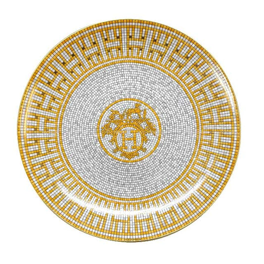 HERMES tableware Plate Mosaique au 24 21cm Gold Porcelain[BRAND NEW][Authentic]