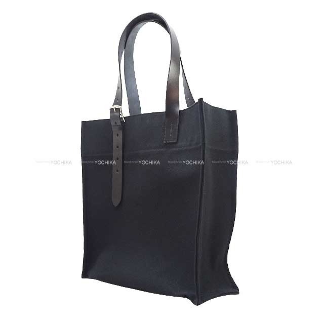 HERMES tote bag Etriviere 41 Shopping Noir (Black) Toile going canvas/Veau Tadelakt Silver HW Stamp B[EXCELLENT][Authentic]