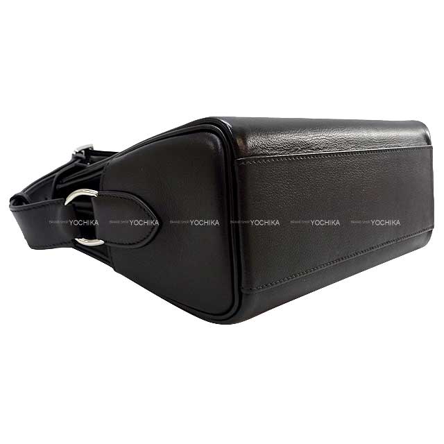 HERMES Shoulder bag Kelly Messenger 24 PM Noir (Black) Veau Tadelakt Silver HW Stamp B[EXCELLENT][Authentic]