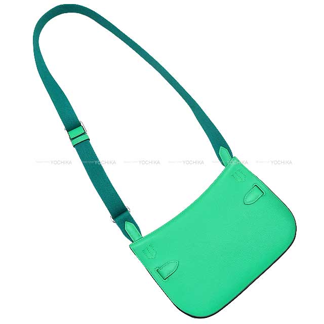 HERMES Shoulder bag Jypsiere Mini Vert comics Evercolor Silver HW Stamp B[EXCELLENT][Authentic]