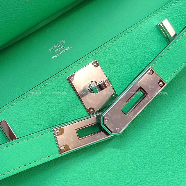 HERMES Shoulder bag Jypsiere Mini Vert comics Evercolor Silver HW Stamp B[EXCELLENT][Authentic]