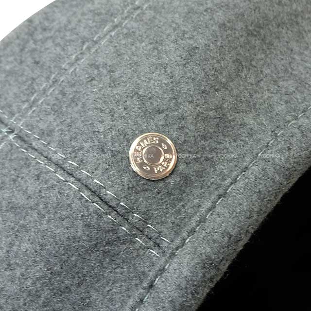 HERMES beret SAINT HONORE Clou de Selle #58 Charboncine Wool/Cashmere[BRAND NEW][Authentic]