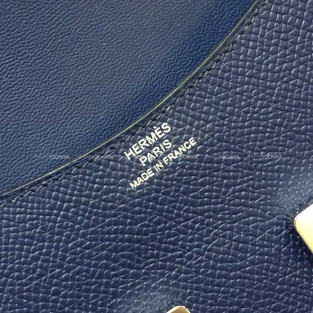 HERMES Bi-fold wallet Constance Slim Bleu navy(7U) Veau Epsom Silver HW Stamp B[BRAND NEW][Authentic]