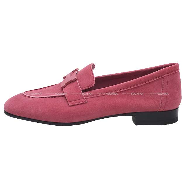 HERMES loafers Moccasin Paris #35 Rose Aphrodite Chevre Velour #35[EXCELLENT][Authentic]