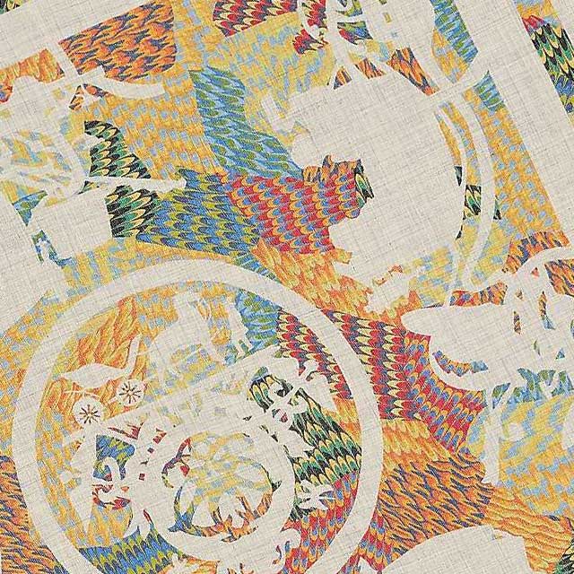 HERMES scarf Carre 90 Kyoto Marble Ex-Libris Glycine/Multicolor Cashmere70% / Silk30%[EXCELLENT][Authentic]