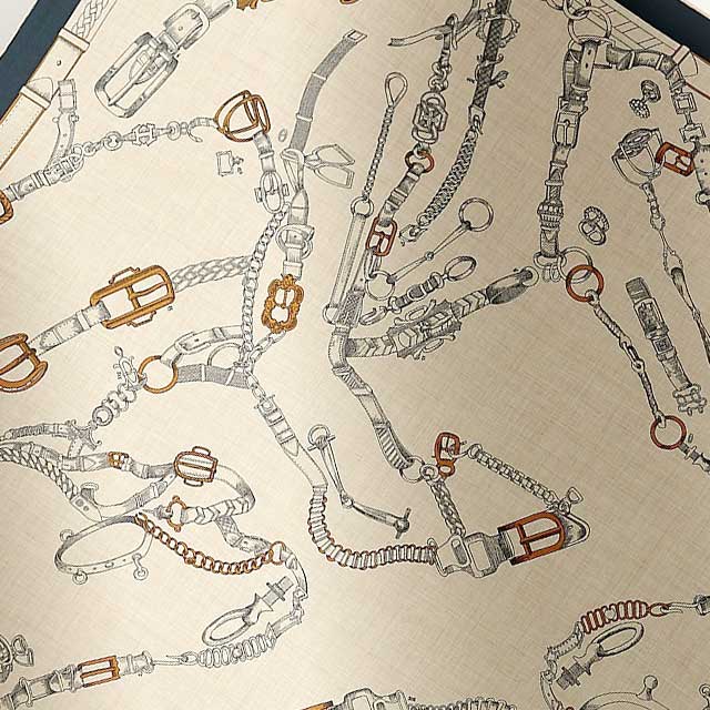 2024 SS NEW HERMES scarf Carre 140 LES CHEVAUX DE CHAINES Marine/Natural/Gris Cashmere70% / Silk30%[BRAND NEW][Authentic]