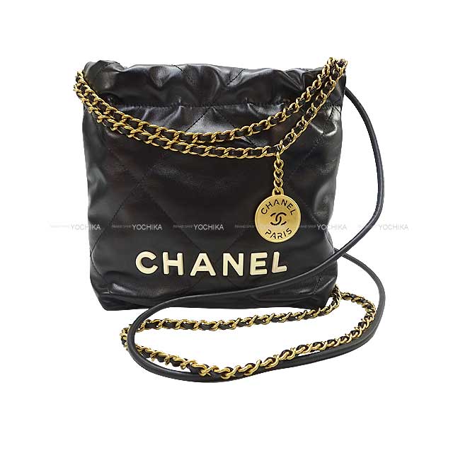 CHANEL Shoulder bag CHANEL 22 Mini Matrasse with Medal charm Chain Pouch Noir (Black) Lambskin Gold HW /White HW AS3980[BRAND NEW][Authentic]