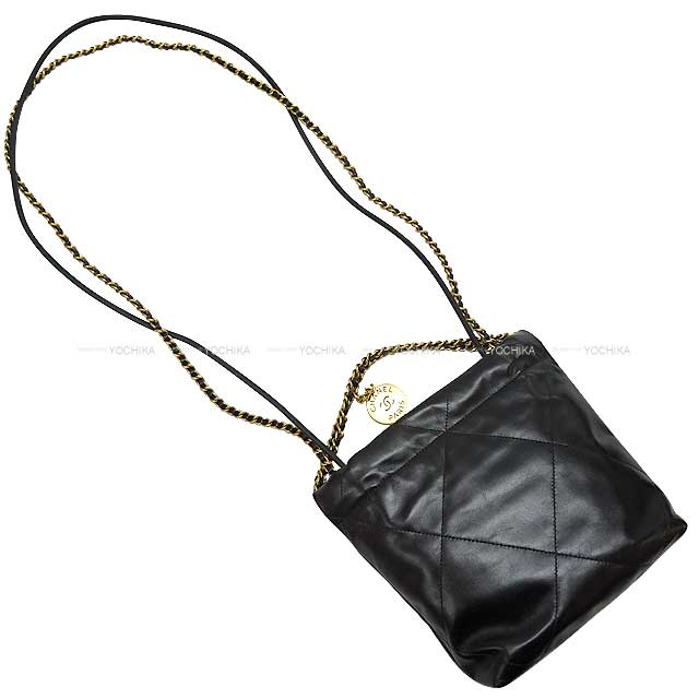 CHANEL Shoulder bag CHANEL 22 Mini Matrasse with Medal charm Chain Pouch Noir (Black) Lambskin Gold HW /White HW AS3980[BRAND NEW][Authentic]