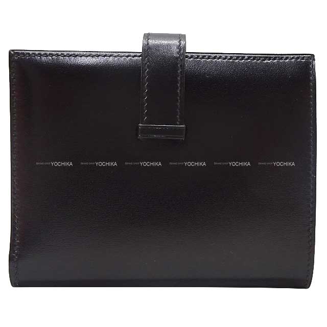 HERMES Bi-fold wallet Bearn Compact SO BLACK Monochrome Noir (Black) Box Calf Black HW Stamp B[EXCELLENT][Authentic]