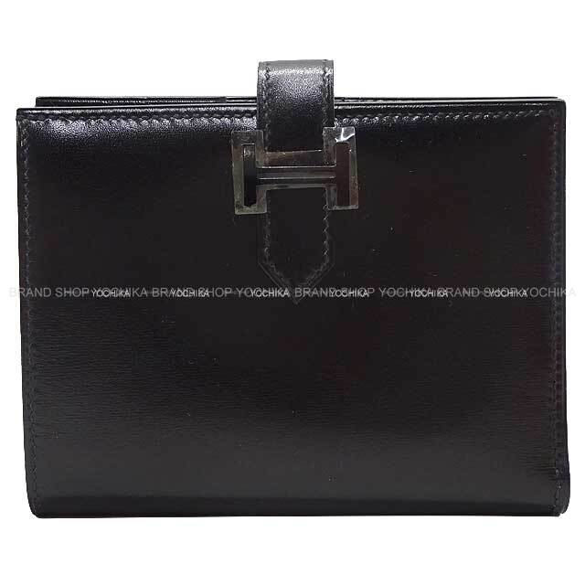 HERMES Bi-fold wallet Bearn Compact SO BLACK Monochrome Noir (Black) Box Calf Black HW Stamp W[BRAND NEW][Authentic]