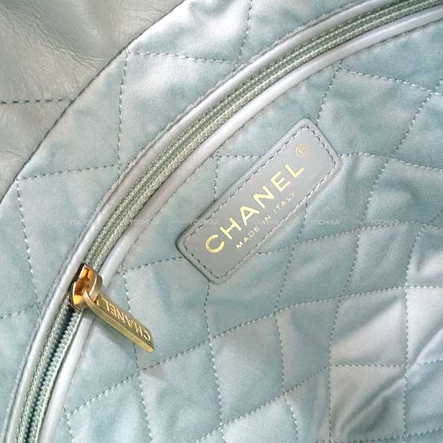 2022 CHANEL Handbag Chanel 22 matelasse with medal charm small hobo Light gray Lambskin Gold HW AS3260[EXCELLENT][Authentic]