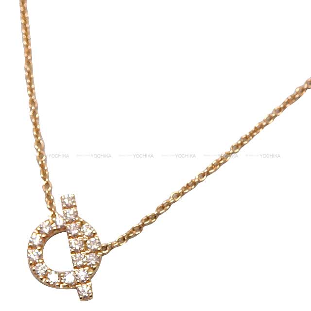 HERMES necklace Pendant Finesse diamond pink Gold K18PG/Diamond 0.46ct Rose Gold HW[EXCELLENT][Authentic]