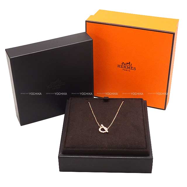 HERMES necklace Pendant Finesse diamond pink Gold K18PG/Diamond 0.46ct Rose Gold HW[EXCELLENT][Authentic]