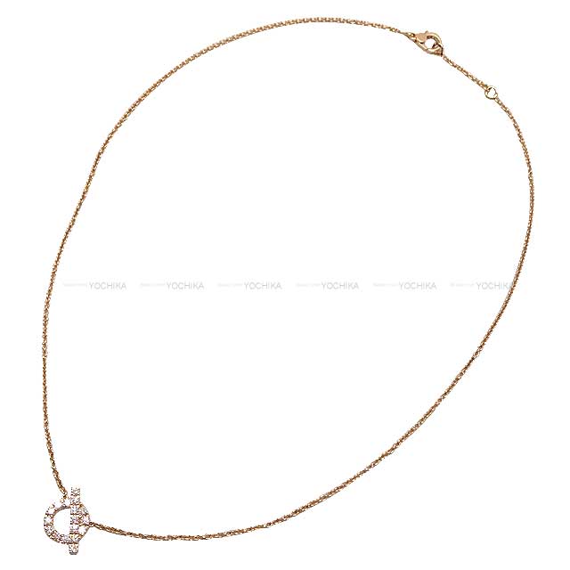 HERMES necklace Pendant Finesse diamond pink Gold K18PG/Diamond 0.46ct Rose Gold HW[EXCELLENT][Authentic]