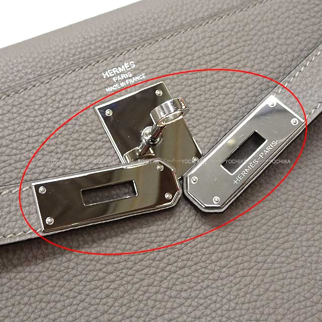 [Pre-loved] HERMES Shoulder bag Kelly28 Retourne Gris Asphalte Veau Jonathan Silver HW Stamp C[LIKE NEW][Authentic]