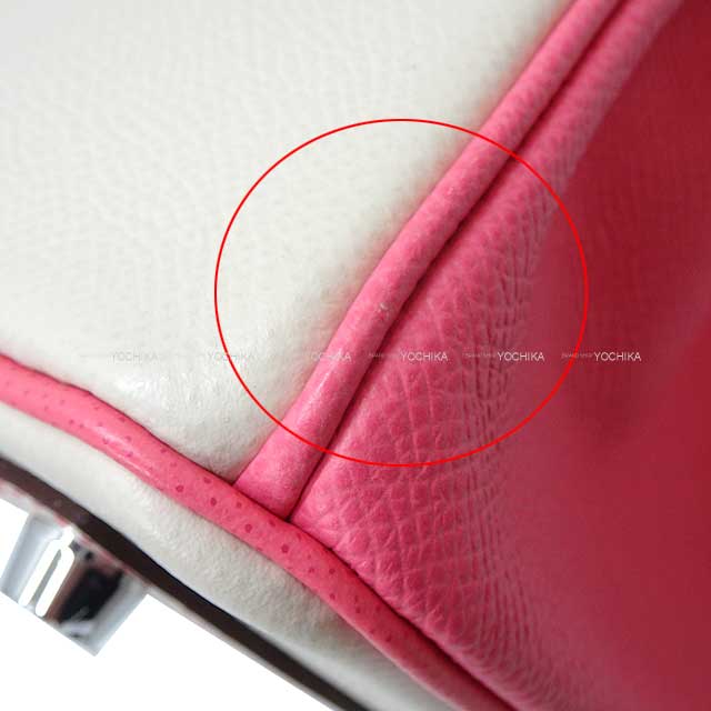 HERMES Handbag Birkin25 Personal order with initials engraved Craie/Rose Azalee Ever Grain Mat Silver HW Stamp D[ALMOST NEW][Authentic]