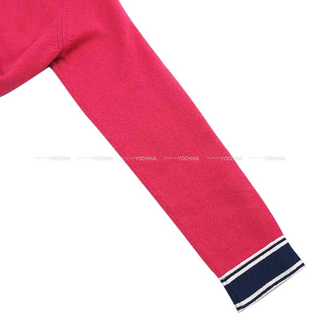 2020 SS CHANEL Cardigan Coco Button Long #34 Pink/Navy/Blanc (White) Cashmere100% 34 P62918[EXCELLENT][Authentic]