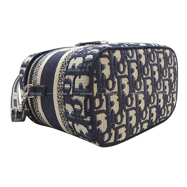 Christian Dior Travel Vanity Small Navy Dior Oblique Embroidery Silver HW S5529VRIW-M928[BRAND NEW][Authentic]