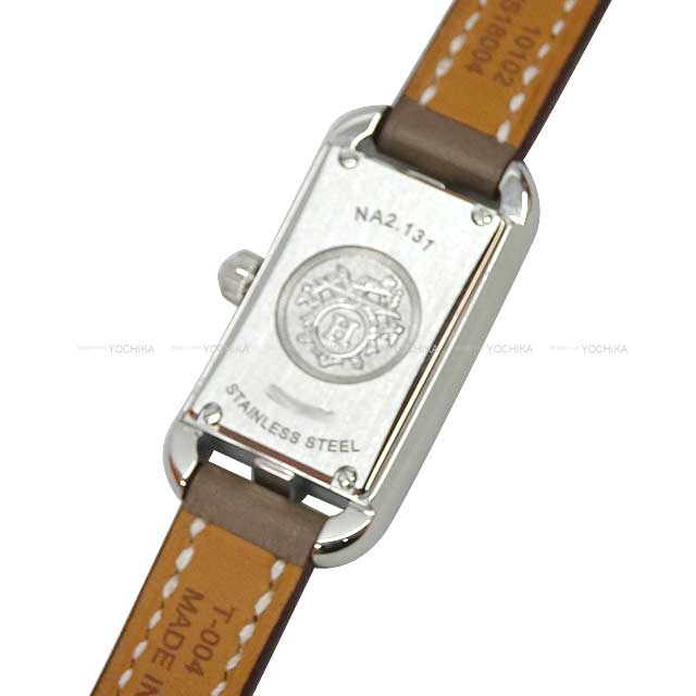 HERMES Watches Ladies Nantucket PM 29mm Jute du Diamant NA2.131 Quartz Etoupe Veau Swift /Stainless Steel/Diamond Silver HW Stamp B[EXCELLENT][Authentic]