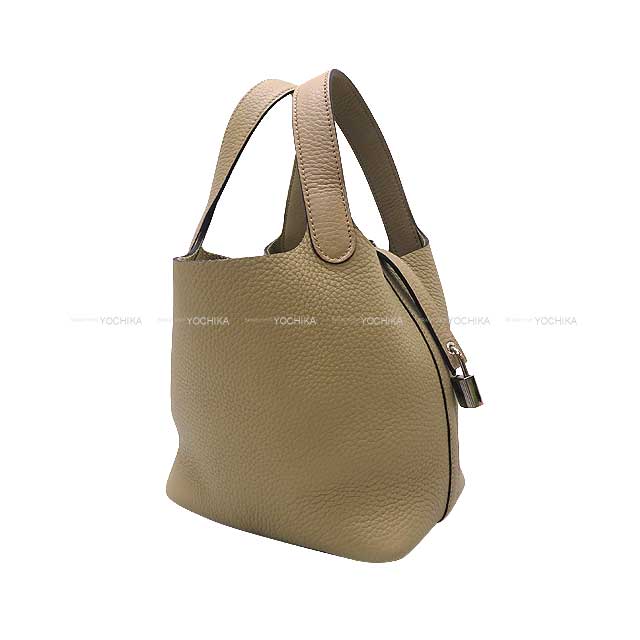 HERMES Handbag Picotin Lock 18 PM Beige Marfa Taurillon Clemence Silver HW Stamp W[BRAND NEW][Authentic]