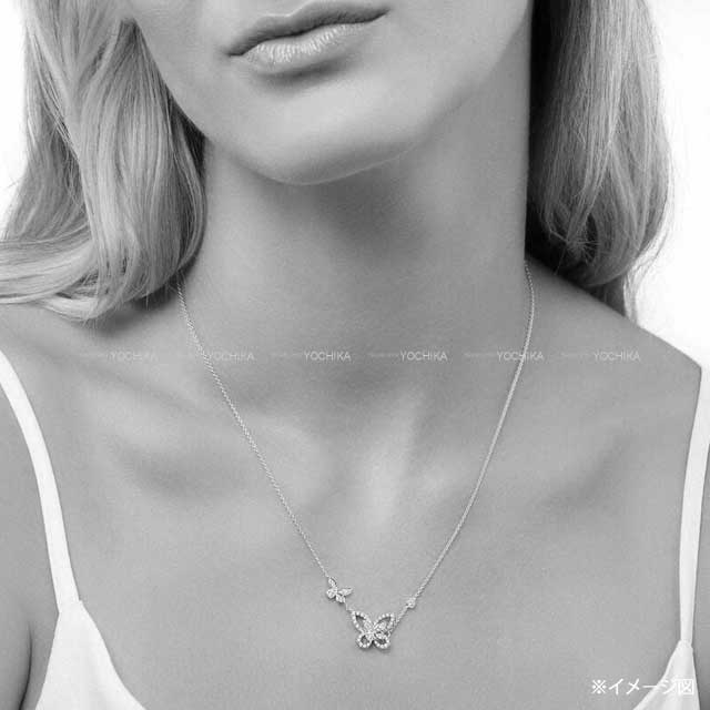 [Pre-loved] GRAFF necklace Double butterfly silhouette Pink Sapphia K18PG Large motif W:0.6" H:0.5" Small motif W:0.3" H:0.2" Rose Gold HW RPG832[LIKE NEW][Authentic]