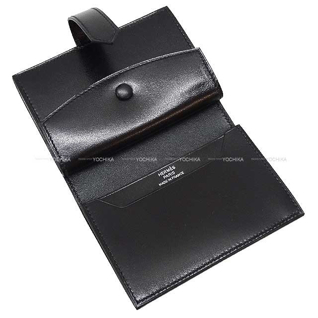 HERMES Bi-fold wallet Bearn Mini Card holder With Coin purse SO BLACK Monochrome Noir (Black) Box Calf Black HW Stamp B[BRAND NEW][Authentic]