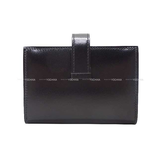 HERMES Bi-fold wallet Bearn Mini Card holder With Coin purse SO BLACK Monochrome Noir (Black) Box Calf Black HW Stamp B[BRAND NEW][Authentic]