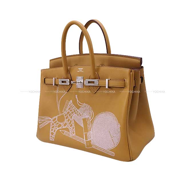 HERMES Handbag Birkin25 In & Out Biscuit Veau Swift Silver HW Stamp B[BRAND NEW][Authentic]