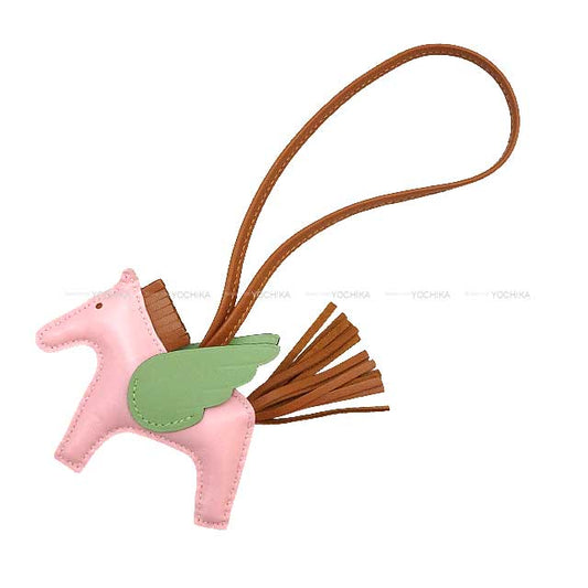 HERMES bag charm Rodeo Pegasus PM Rose Sakura/Gold/Vert criquet Agneau Milo/Veau Swift Stamp B[BRAND NEW][Authentic]