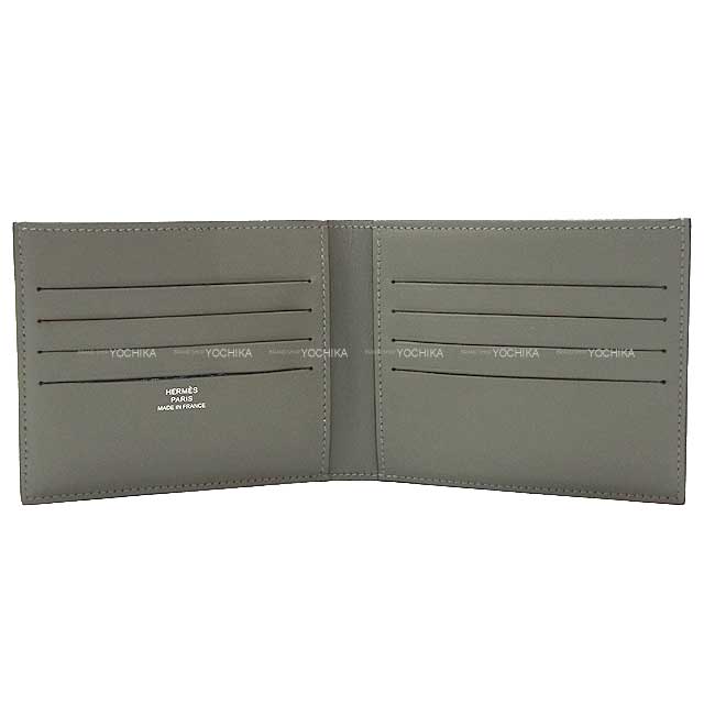 HERMES Bi-fold wallet CITIZEN Twill Compact Clochette Gris Meyer Veau Swift Stamp B[BRAND NEW][Authentic]