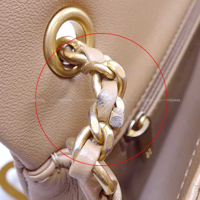 [Pre-loved] CHANEL Shoulder bag Mini Matelasse 18 with Heart Charm Chain Beige Lambskin Gold HW AS3456[LIKE NEW][Authentic]