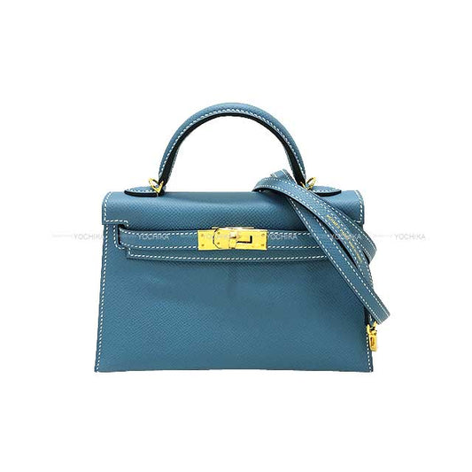 HERMES Shoulder bag Kelly mini 2 Kelly20 New Bleu Jean Veau Epsom Gold HW Stamp W[BRAND NEW][Authentic]