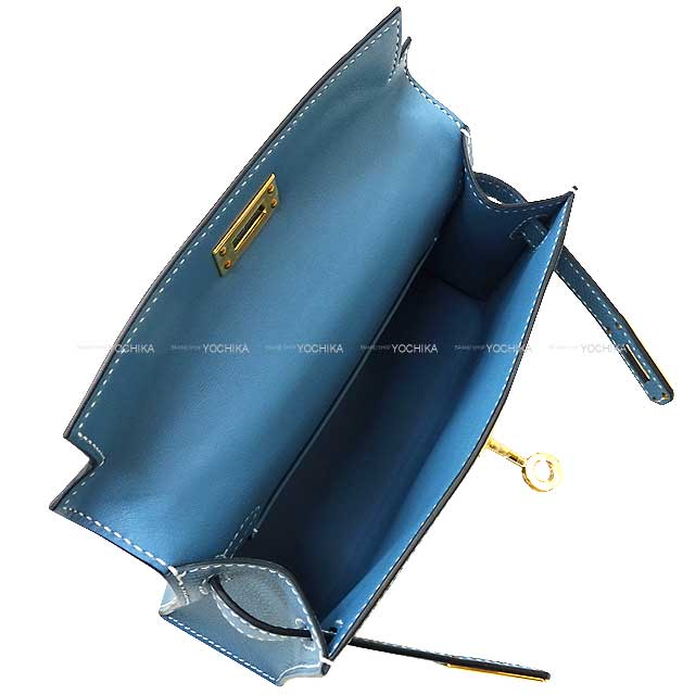 HERMES Shoulder bag Kelly mini 2 Kelly20 New Bleu Jean Veau Epsom Gold HW Stamp W[BRAND NEW][Authentic]