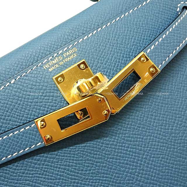 HERMES Shoulder bag Kelly mini 2 Kelly20 New Bleu Jean Veau Epsom Gold HW Stamp W[BRAND NEW][Authentic]