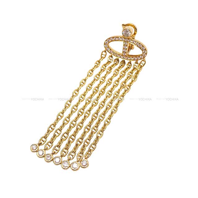 [Pre-loved] HERMES pierced earring Chaine D'ancre Fringe Diamond Au750/Diamond 1.41ct Gold HW[LIKE NEW][Authentic]