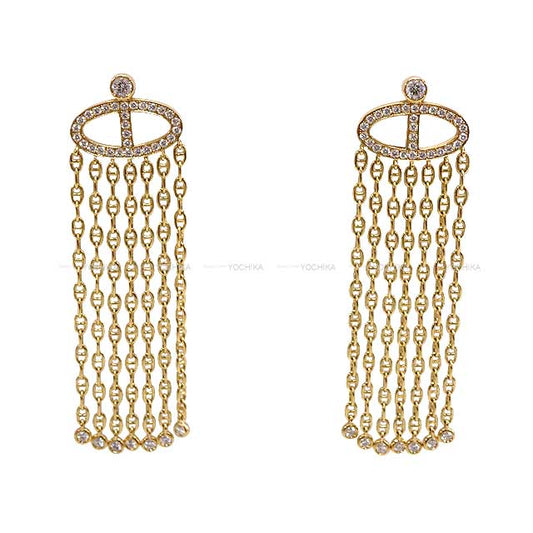 [Pre-loved] HERMES pierced earring Chaine D'ancre Fringe Diamond Au750/Diamond 1.41ct Gold HW[LIKE NEW][Authentic]