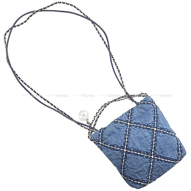 [Pre-loved] CHANEL Shoulder bag Chanel22 Mini Stitch Matelasse with Medal Charm Chain Blue Denim Antique Silver HW AS3980[LIKE NEW][Authentic]