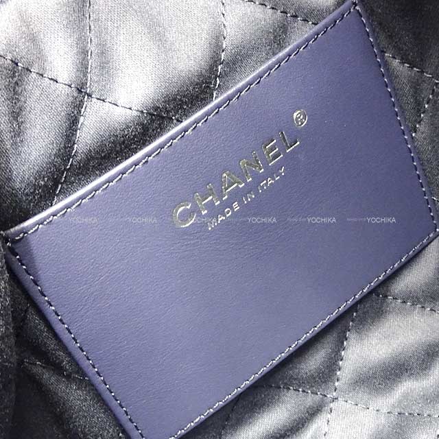 [Pre-loved] CHANEL Shoulder bag Chanel22 Mini Stitch Matelasse with Medal Charm Chain Blue Denim Antique Silver HW AS3980[LIKE NEW][Authentic]