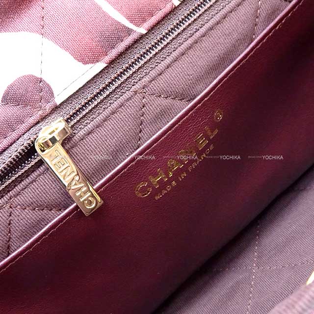 [Pre-loved] 2022 AW CHANEL Shoulder bag Matelasse 25 Flower Print Chain Burgundy/White Print Silk Champagne Gold HW AS3522[LIKE NEW][Authentic]