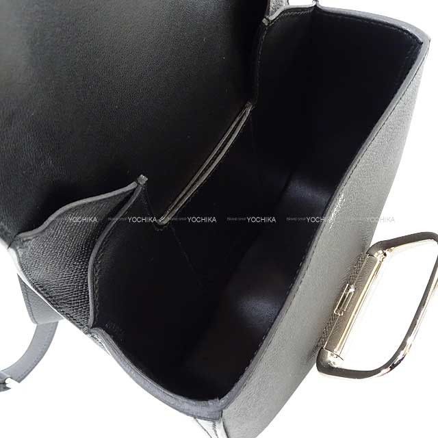 [Pre-loved] HERMES Shoulder bag DELLA CAVALLERIA MINI Noir (Black) Veau Epsom Silver HW Stamp U[LIKE NEW][Authentic]