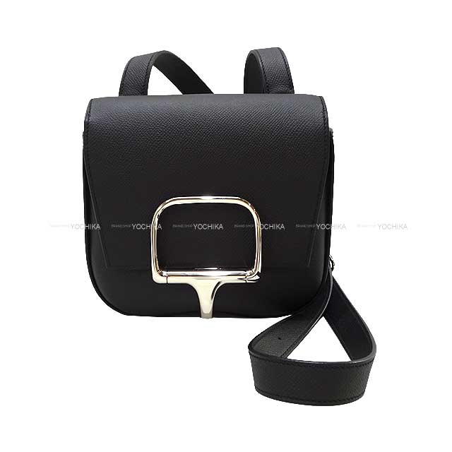 [Pre-loved] HERMES Shoulder bag DELLA CAVALLERIA MINI Noir (Black) Veau Epsom Silver HW Stamp U[LIKE NEW][Authentic]