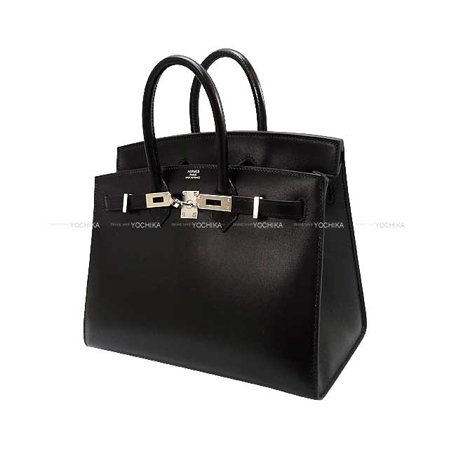 HERMES Handbag Birkin25 Sellier Noir (Black) Box Calf Silver HW Stamp B[EXCELLENT][Authentic]