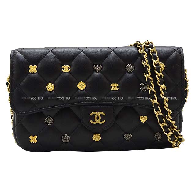 CHANEL Carrying case Matelasse COCO Mark Lucky Charm Phone Chain Shoulder Bag Noir (Black) Lambskin Gold HW AP2096[BRAND NEW][Authentic]