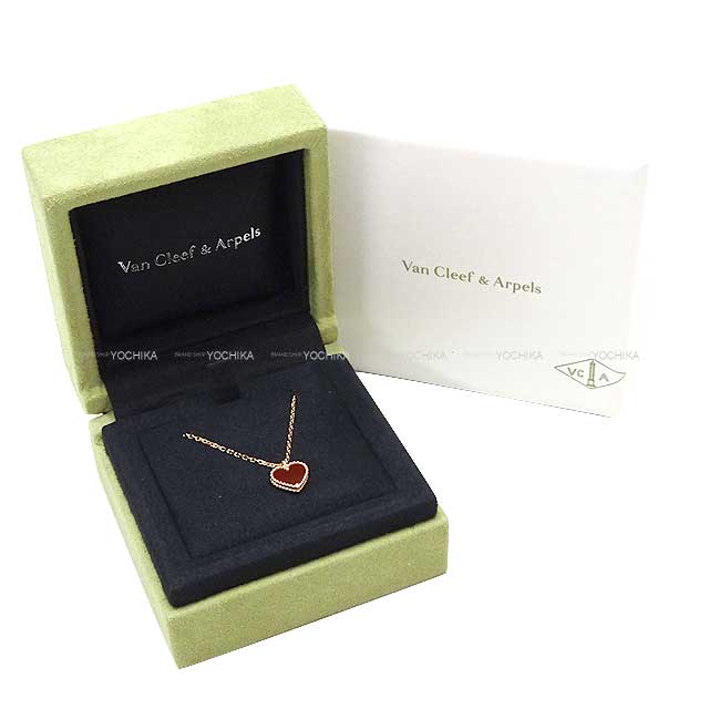 Van Cleef & Arpels necklace Sweet Alhambra Heart Red K18Pink gold/carnelian VCARN59N00[EXCELLENT][Authentic]