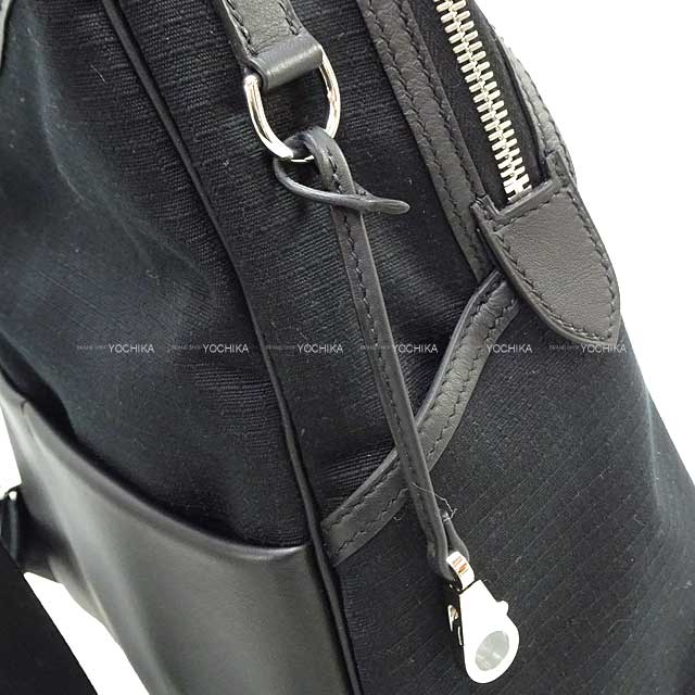 HERMES Backpack/daypack/Ruck sack ALLBACK T＆C Noir (Black) Toile Bivouac canvas/Swift Silver HW Stamp B[EXCELLENT][Authentic]